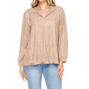 NEW JOH adam stretch suede top in khaki